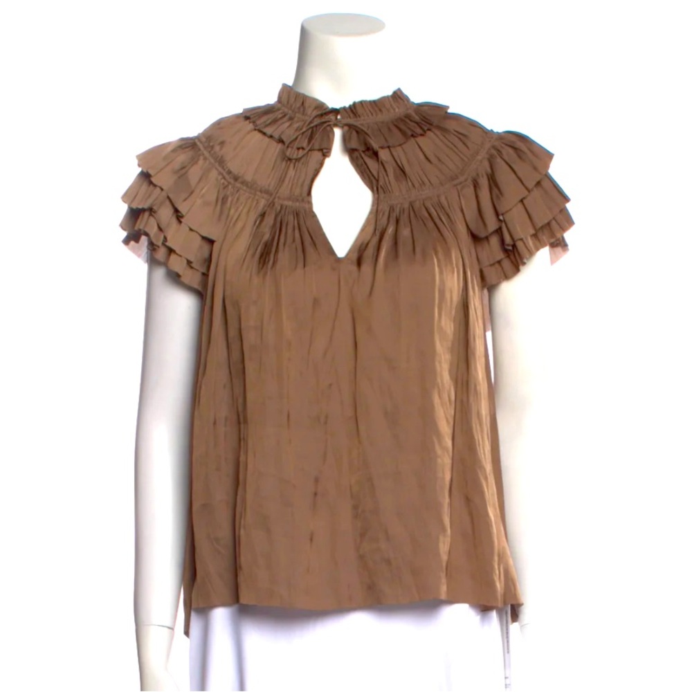 Ulla Johnson Pleated Ruffle Blouse